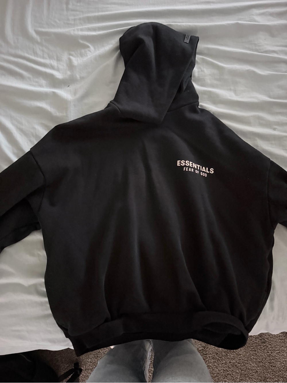 Essentials Men's Crewneck Hoodie in Black